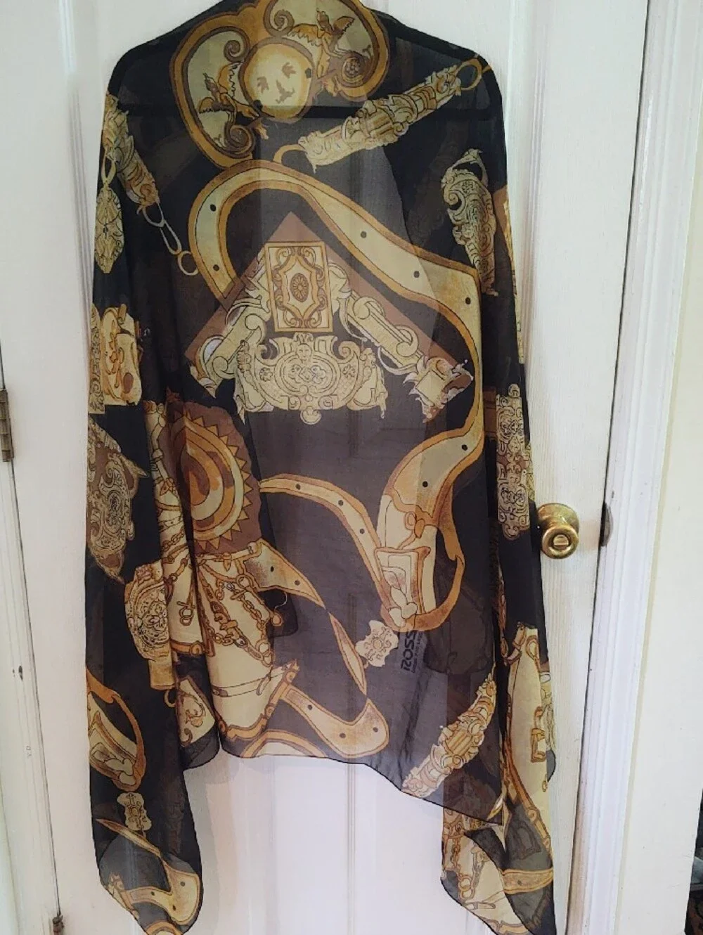 Isabella Black and Gold Baroque Sheer Wrap